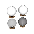Modern Spherical Table Lamps With White Clear Black Glass Globes And Metallic Bases