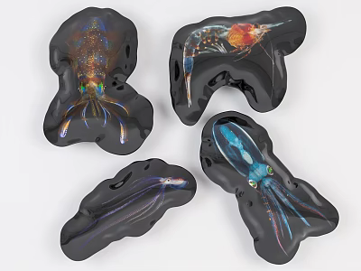 Colorful Marine Life Inflatable Models with Squid Shrimp and Cuttlefish Designs 3d model