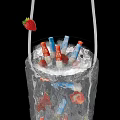 Tea Break Area Featuring Transparent Container With Strawberries And Colorful Straws