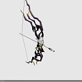 Ornate Bow With Purple Gold Accents Skull Emblem And Arrow With Purple Tip