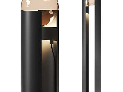 Modern Black Floor Lamp With Glass Shade And Warm Lighting Design 3d model