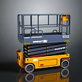 Yellow And Blue Compact Haulotte Mobile Scissor Lift With Elevated Work Platform And Guardrails