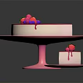 Delicious Pink Cake Topped With Fresh Berries And Sliced Piece On Pink Plate