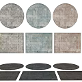 Square Rugs With Multiple Distressed Vintage Patterns In Neutral Gray Tones 3d model