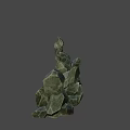 Green Natural Stone Samples With Irregular Shapes Stacked On Gray Background 3d model