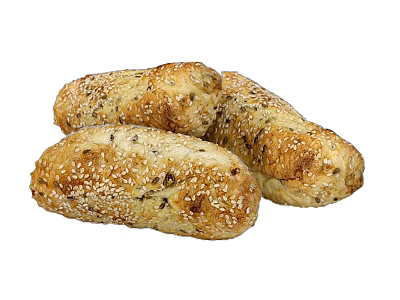 Freshly Baked Sesame Seed Grain Bread Loaves With Crusty Exterior 3d model