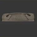 Ancient Stone Carving With Intricate Patterns And Animal Head Decorations On Display Stand 3d model