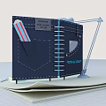 Blue Open Book Model With Brain Learning Visual Spatial Auditory Elements Photo Spot 3d model