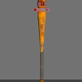 Vintage Wooden Baseball Bat Weapon With Red Decorative Bands And Wrapped Handle