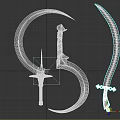 Various Medieval Weapon Types Including Sickle Scimitar and Straight Sword with Intricate Designs