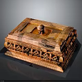 Vintage Copper Square Jewelry Box With Spherical Knob And Intricate Base Patterns