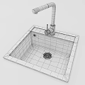 Black Single Bowl Kitchen Sink With Modern Faucet And Quartz Material