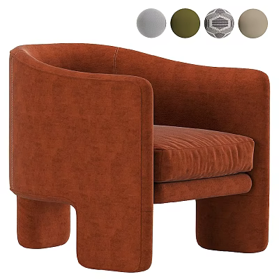 Brown Velvet Accent Chair With Modern Minimalist Design And Elegant Armrest 3d model