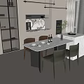 Modern Dining Table Set With Chairs And Lighting In Open Kitchen Interior Design