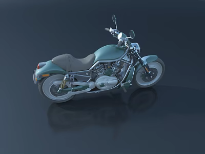 Green Classic Motorcycle With Leather Seat Chrome Accents And Dark Background Studio Shot 3d model