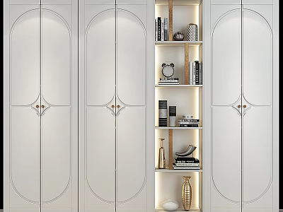 Modern White Chest of Drawers with Shelving Unit Books Decorative Items and Lighting 3d model