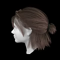 3D Human Head Model Side View With Realistic Brown Hair And Detailed Facial Organs