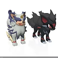 Two Cartoon Animal Characters With White Blue Mane And Black Red Eye Features