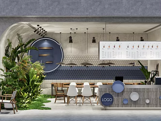 Industrial LOFT milk tea shop cafe net red milk tea shop 3d model