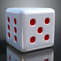 White Dice With Red Dots On Dark Background Showing 3D Reflection 3d model