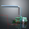 Industrial Equipment With Long Silver Pipe Green Main Body And Platform Structure
