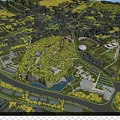 Urban Park Landscape With Lush Trees Green Spaces Lakes Stadium And Recreational Areas In City