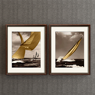 American Landscape Painting Brown Living Room Marine Vessel Decorative Painting 3d model