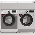 LG Front Loading Washing Machines in Gray and White with Digital Display and Control Panel