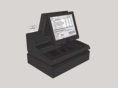Business Equipment Modern POS Cash Register With Touch Screen Keypad And Printer 3d model