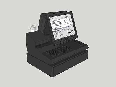 Modern cash register commercial dual screen cash register 3d model