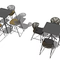 Modern Bar Table With Metal Frame Chairs Woven Backrest And Yellow Padded Seats