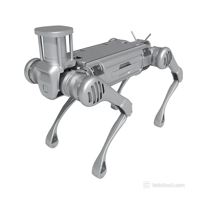 Silver Four Legged Robot Featuring Mechanical Structure And Articulated Leg Design 3d model 
