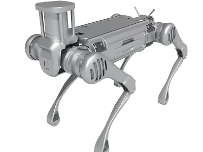 Silver Four Legged Robot Featuring Mechanical Structure And Articulated Leg Design 3d model