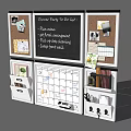 Decorative Ornament Set With Cork Boards Chalkboard Calendar Storage Boxes And Books For Workspace