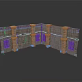 Modern Stone Wall Corner Architectural Structure With Columns And Grilled Windows