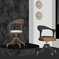 Modern Office Chairs With Wooden And Black Frames White Brown Seats Wall Lamps Window