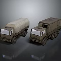 Two Military Green Trucks With Canvas Cover And Cargo Container Design