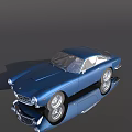 Blue Vintage Sports Car With Sleek Body And Classic Retro Design Features