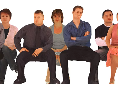 Group of People Sitting Together With Different Casual Clothing And Postures 3d model