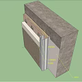 Building Wall Structure Section Detail With Concrete Panel Insulation Layer And Metal Frame 3d model