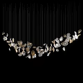 Modern Hanging Wall Decor with Gold Silver Petal Shaped Ornaments in Curved Arrangement