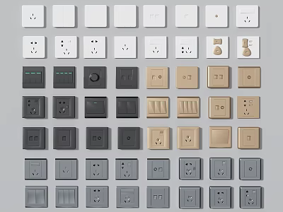 Assorted Design Switch Panels In Multiple Colors For Home Interiors 3d model