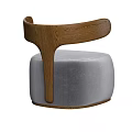 Modern Leisure Chair with Gray Upholstered Seat and Wooden Armrests Design