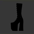 Black Knee High Boots With Lace Up Design And Platform Sole For Daily Use