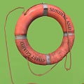 Orange Standard Life Lifebuoy With Hanging Rope On Green Background
