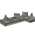 Modern Gray L Shaped Sectional Sofa With Plush Cushions And Comfortable Design 3d model