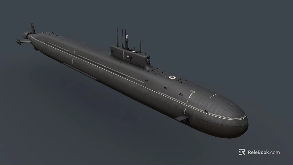 Military Gray Submarine Warship Design With Hull Antenna And Smooth Surface 3d model 
