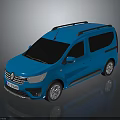 Blue Renault Van With Modern Design Roof Rack And Black Windows Shiny Exterior