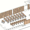 Spacious Classroom Interior Layout With Neatly Arranged Desks Chairs And Bookshelves