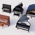 Various Acoustic Pianos in Different Styles Including Upright and Grand Models